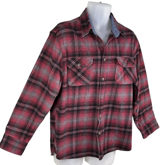 Jachs Mens XL Heritage Brawny Flannel Shacket Heavy Shirt Tartan Plaid Jacket - Picture 5 of 15